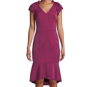 David Meister flutter sleeve flounce dress NWT